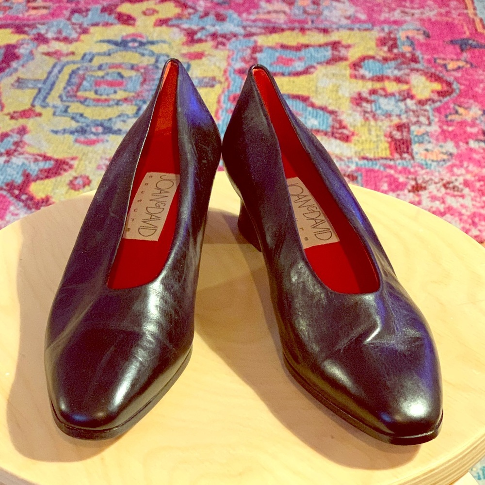 Black leather Joan and David Couture Heels